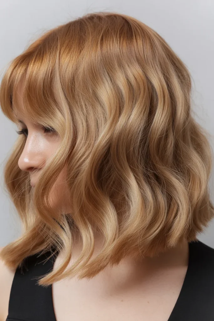 Wavy Mid-Length with Side Bangs