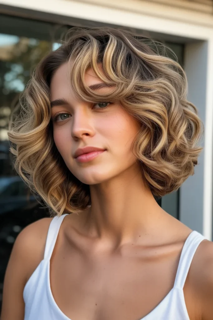 Wavy Shoulder Bob with Swoopy Bangs