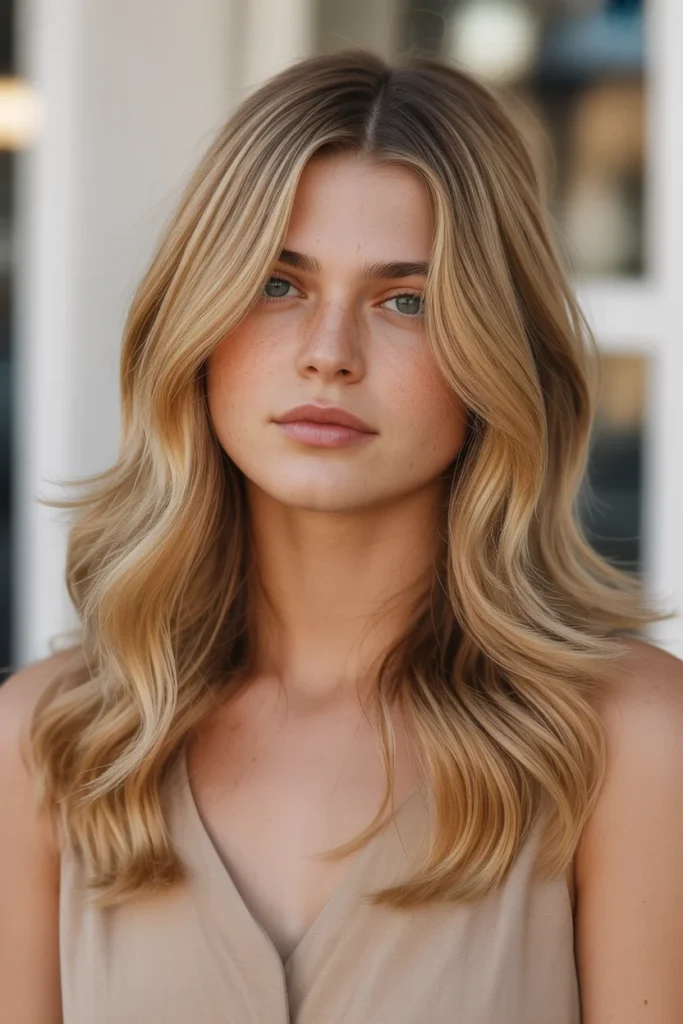 Wheat Blonde Balayage with Golden Tones