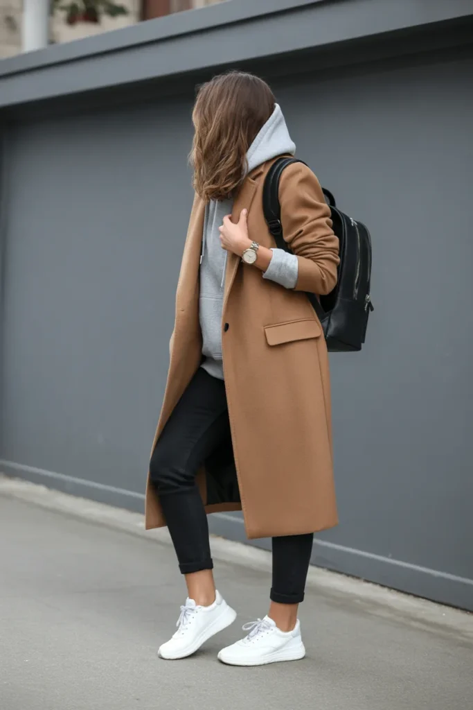 Wool Coat Over a Hoodie