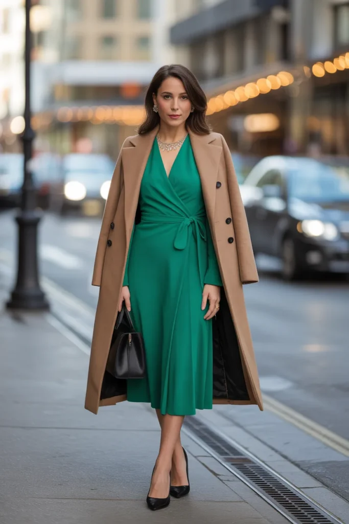 Wrap Dress with Statement Coat